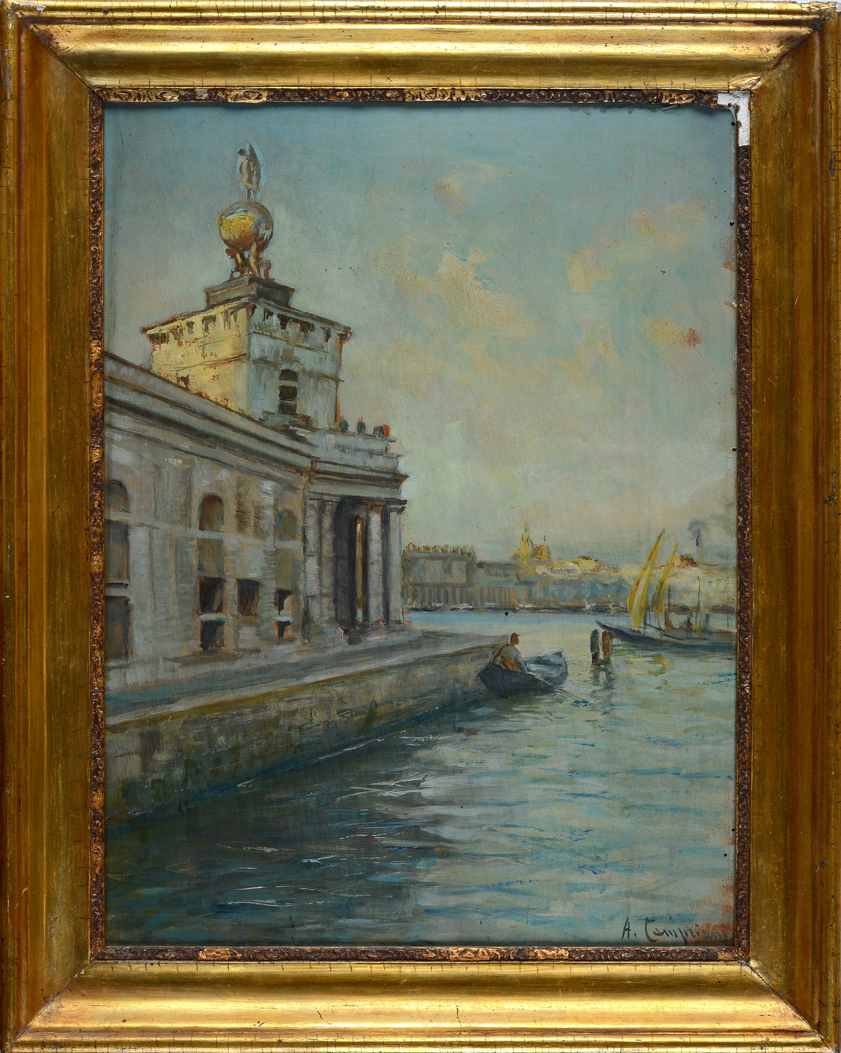 Alceste Campriani - La Punta della Dogana, olio su tavola