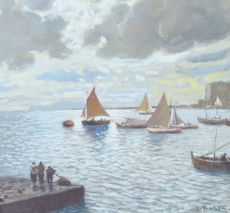 Attilio Pratella - Vele, tempera su carta