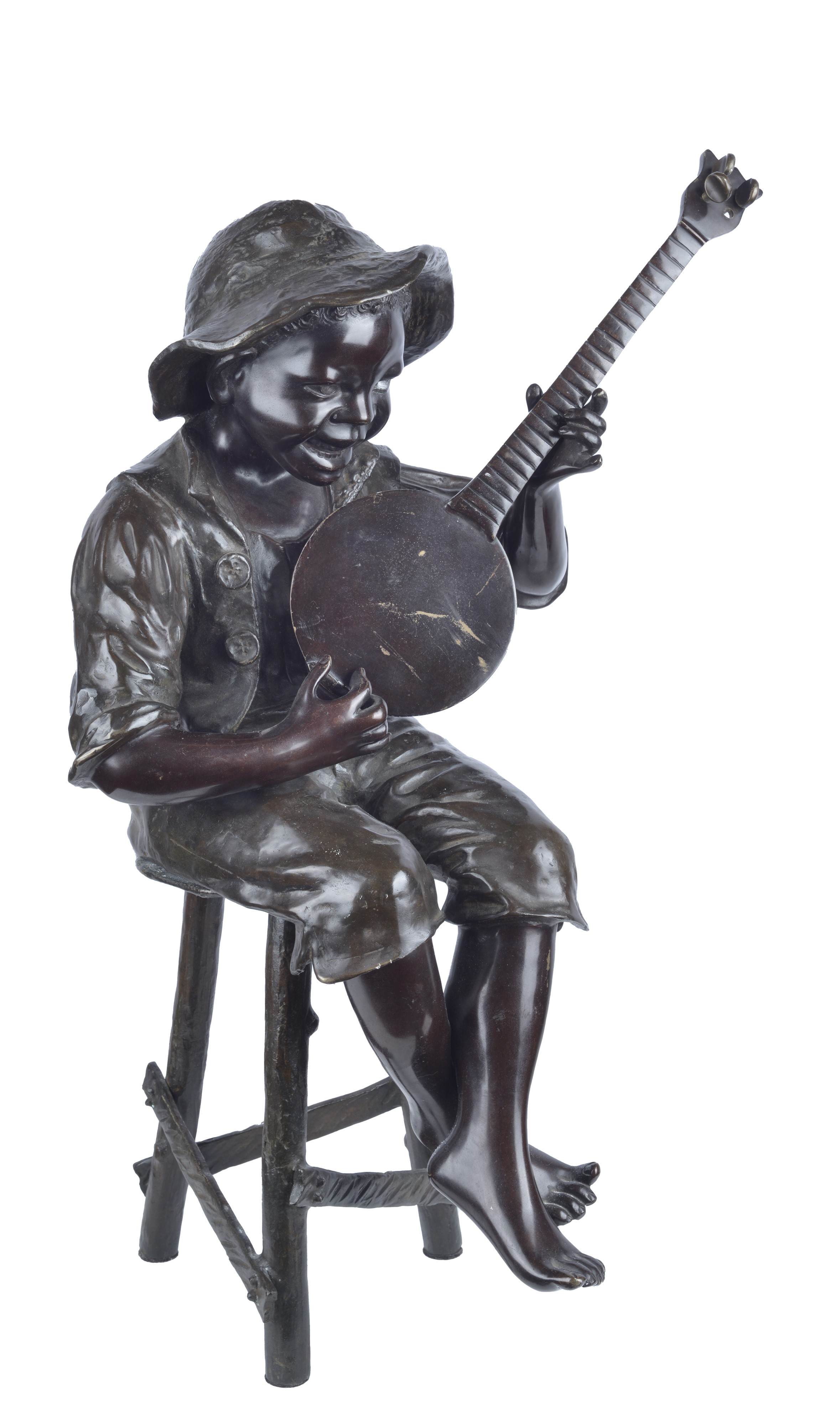 Anonimo, XIX Sec. - Anonimo, Piccolo suonatore, scultura in bronzo